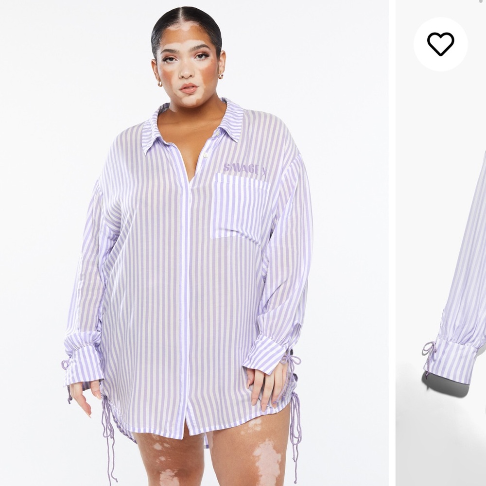 PLUS SIZE Savage X Fenty Lavender Striped Shirt